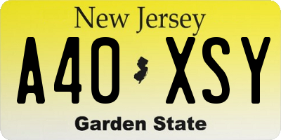 NJ license plate A40XSY
