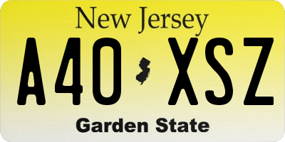 NJ license plate A40XSZ