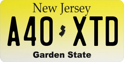 NJ license plate A40XTD
