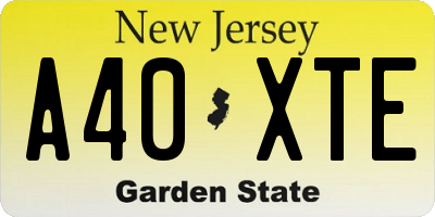 NJ license plate A40XTE