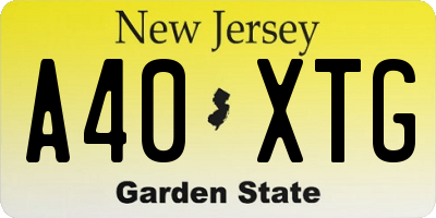 NJ license plate A40XTG