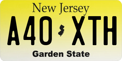 NJ license plate A40XTH
