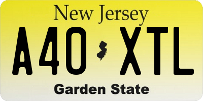 NJ license plate A40XTL