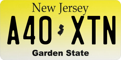 NJ license plate A40XTN