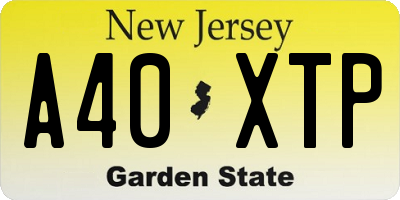 NJ license plate A40XTP