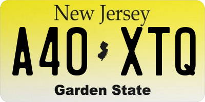 NJ license plate A40XTQ