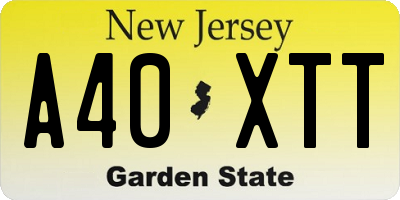 NJ license plate A40XTT