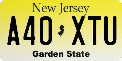NJ license plate A40XTU