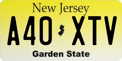 NJ license plate A40XTV
