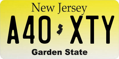 NJ license plate A40XTY