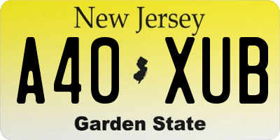 NJ license plate A40XUB