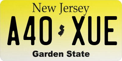 NJ license plate A40XUE