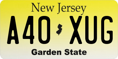 NJ license plate A40XUG