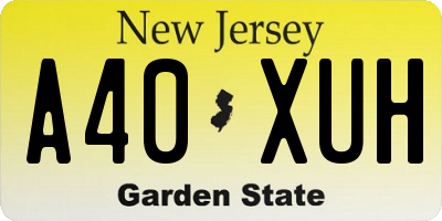 NJ license plate A40XUH