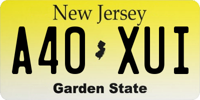 NJ license plate A40XUI