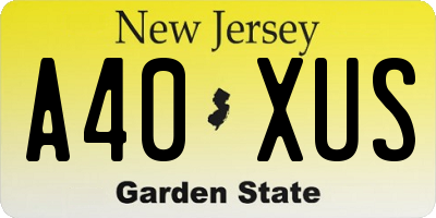 NJ license plate A40XUS