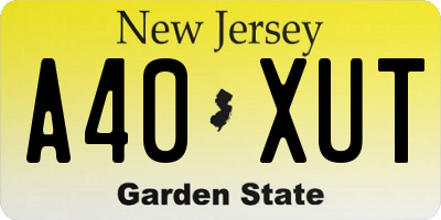NJ license plate A40XUT