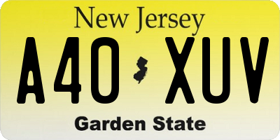 NJ license plate A40XUV
