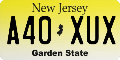 NJ license plate A40XUX