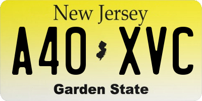 NJ license plate A40XVC