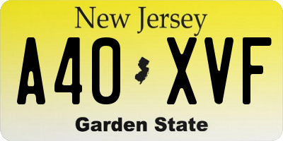 NJ license plate A40XVF