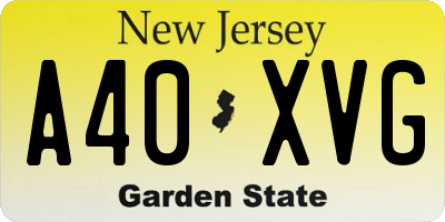 NJ license plate A40XVG