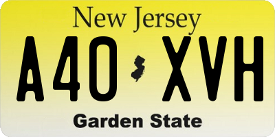 NJ license plate A40XVH