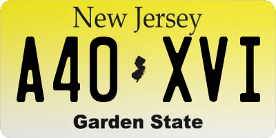 NJ license plate A40XVI