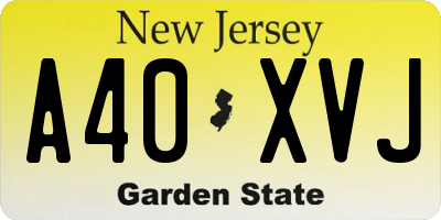 NJ license plate A40XVJ