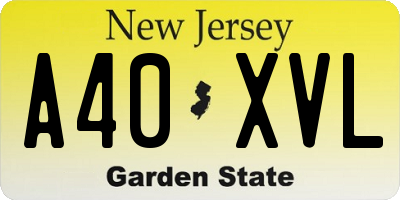 NJ license plate A40XVL