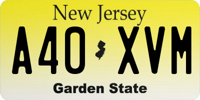 NJ license plate A40XVM