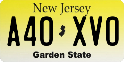 NJ license plate A40XVO