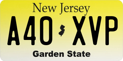 NJ license plate A40XVP