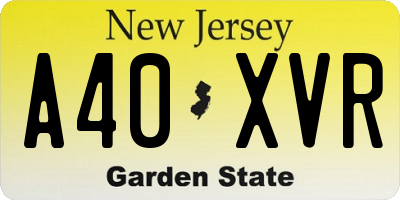 NJ license plate A40XVR