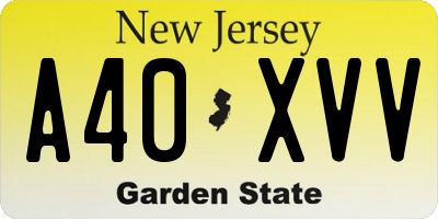 NJ license plate A40XVV