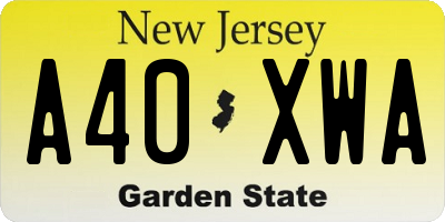 NJ license plate A40XWA