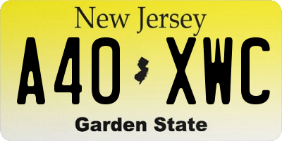 NJ license plate A40XWC