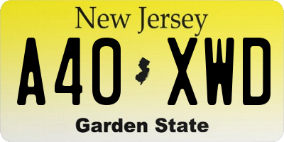 NJ license plate A40XWD