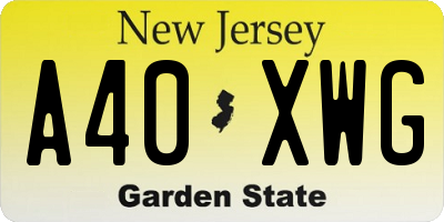 NJ license plate A40XWG