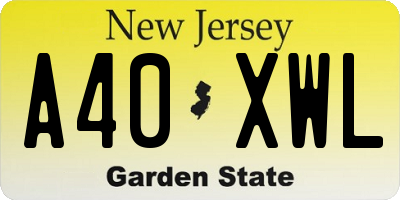 NJ license plate A40XWL