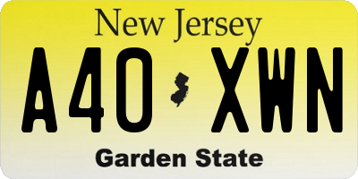 NJ license plate A40XWN