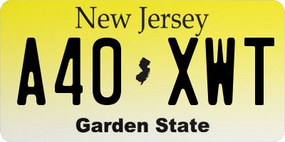 NJ license plate A40XWT