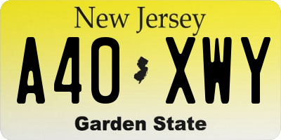 NJ license plate A40XWY