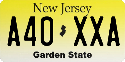 NJ license plate A40XXA