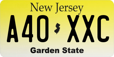 NJ license plate A40XXC