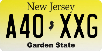 NJ license plate A40XXG