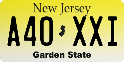 NJ license plate A40XXI