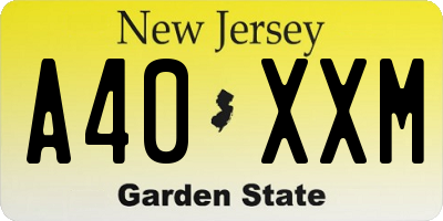 NJ license plate A40XXM