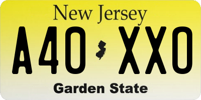 NJ license plate A40XXO