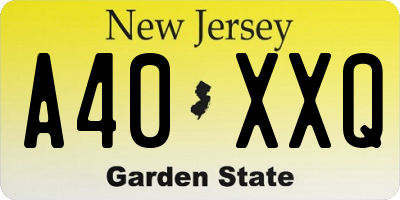 NJ license plate A40XXQ